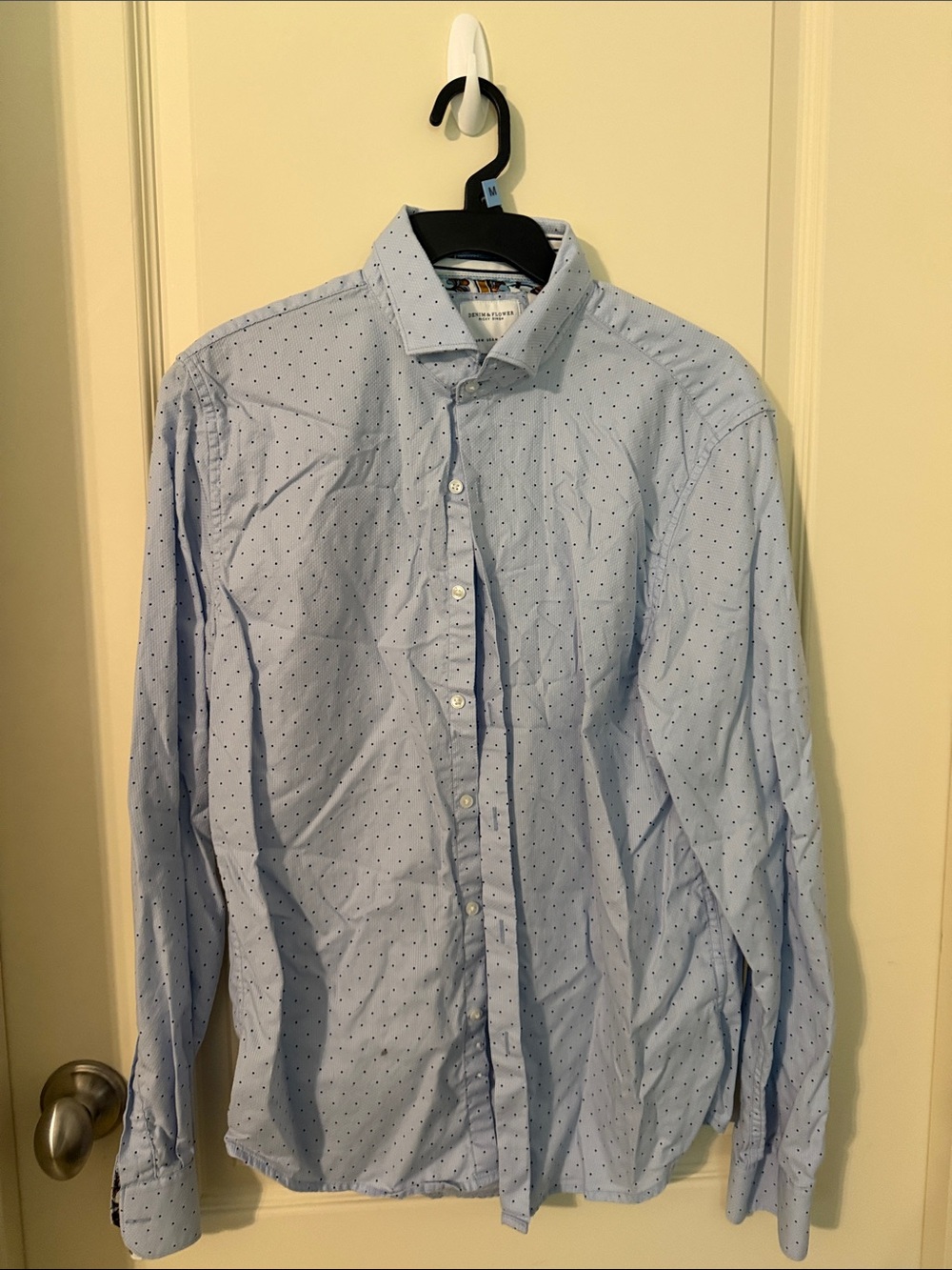 Denim & Flower Light Blue Dot-Print Dress Shirt